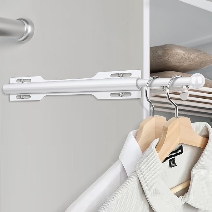 12" Valet Rod for Closet Pull Out (1 Pack, White)