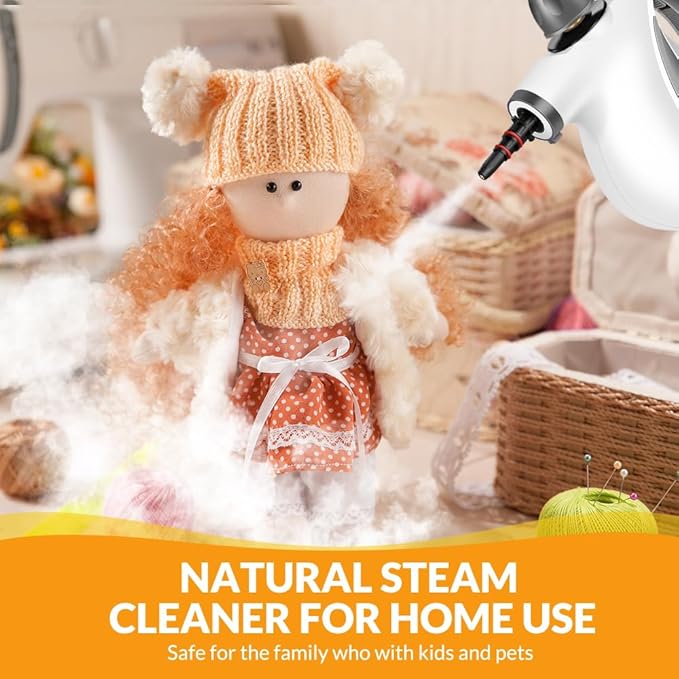 Handheld Pressurized Steam Cleaner with 12 pcs Accessories, Steamer for Cleaning, Steam Cleaner for Home Use, Steamer for Cleaning Car, Furniture, Floor, Upholstery, Grout and Tile, Deep Gray