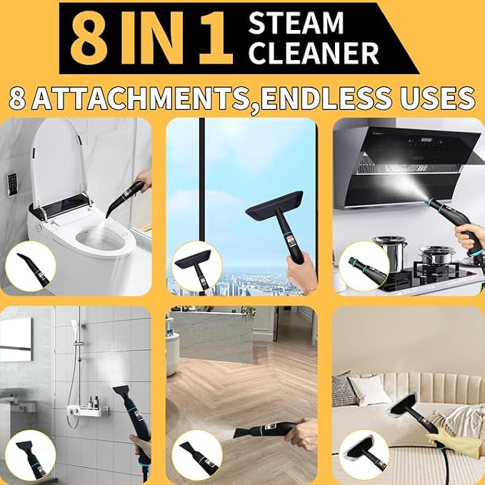 Steam Cleaner, 6 Steam Levels, 42oz Tank & 11 Pieces Accessories, 1500W High-Temperature Steam Cleaner for Home, Handheld Steamer for cleaning Grout,Tile,Kitchen,Bathroom,Car