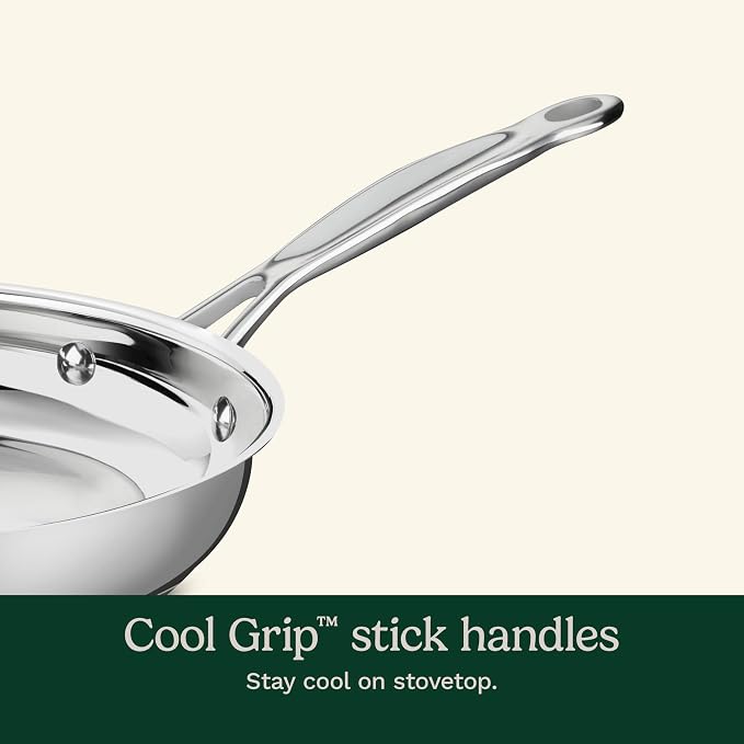 Cuisinart 7-Piece Stainless Steel Pots and Pans Set, Cookware Set Compatible with Induction, Electric, Gas Cooktops, Aluminum Core for Quick Even Heat, Cool Grip Handles, Dishwasher Safe, Oven Safe | Dishwasher-safe pots and pans set with oven/inductio...