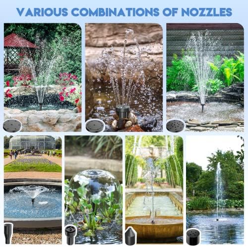 Antfraer 25W Solar Pond Pump, Solar Water Fountain Pump with 320GPH Adjustable Flow, Solar Water Pump with 7 Nozzles, 6.6ft Tubing, Dry Run Protection for Garden, Ponds, Waterfall, Fountain