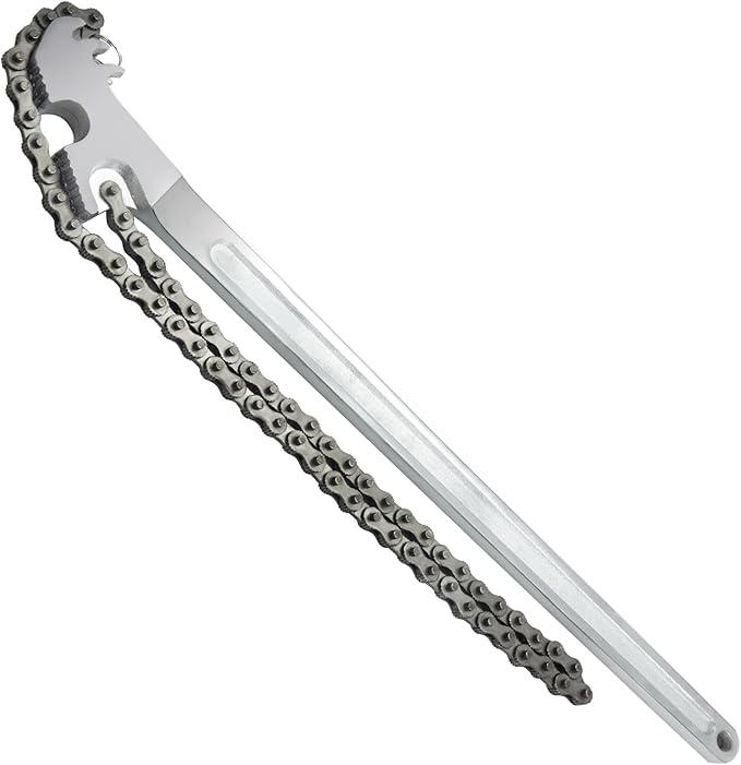 AUPREX 24 Inch Heavy Duty Carbon Steel Pipe Wrench, Fits Max 12 Inch Diameter, Adjustable Large Chain Oil Filter Wrench for Universal Use