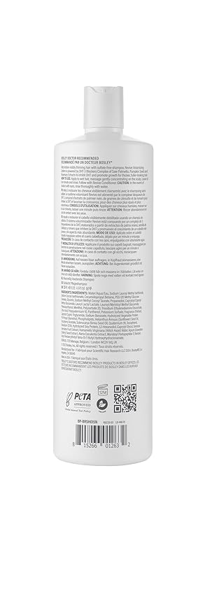 BosleyMD BosRevive Nourishing Shampoo for Thinning Hair (Color Safe) – DHT Blocker, Sulfate-Free, Vegan Formula with Biotin, Saw Palmetto & Rosemary – Strengthens & Volumizes – 33.8 Fl Oz