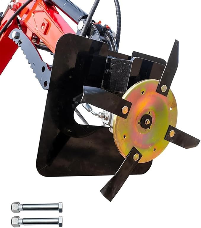 Hydraulic Flail Mower Brush Cutter Attachment for 1-2 Tons Mini Excavators, Mini Excavator Brush Cutter with 2 Pins for Land Clearing, Branch Pruning, Grass Cutting, USA Stock