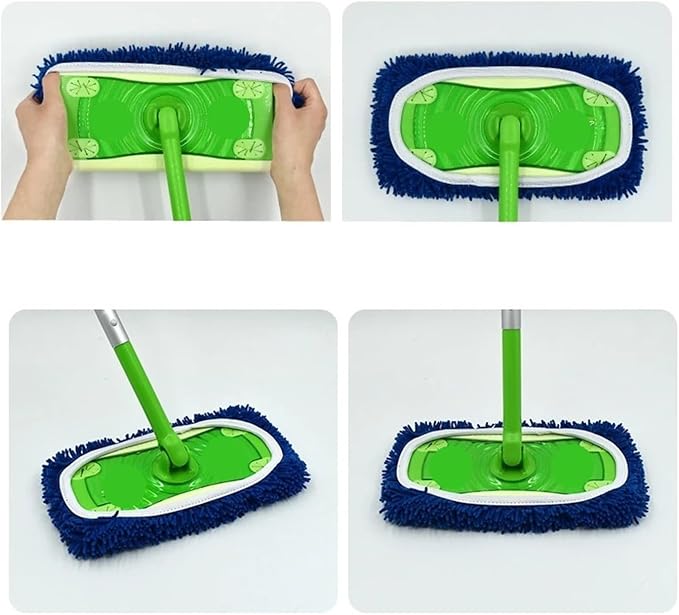 2pcs Reusable Microfiber Mop Pads, Compatible for Swiffer Sweeper Dry Sweeping Cloth Washable Wet Mopping Cleaning(B-Green)