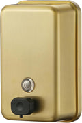 Stardrix Brushed Gold Stainless Steel Vertical 1100ml/37oz Capacity Commercial-Grade Soap Dispenser, Wall-Mounted Bathroom Hand Soap Dispenser with Corrosion-Proof Lining and Anti-Leak Pump