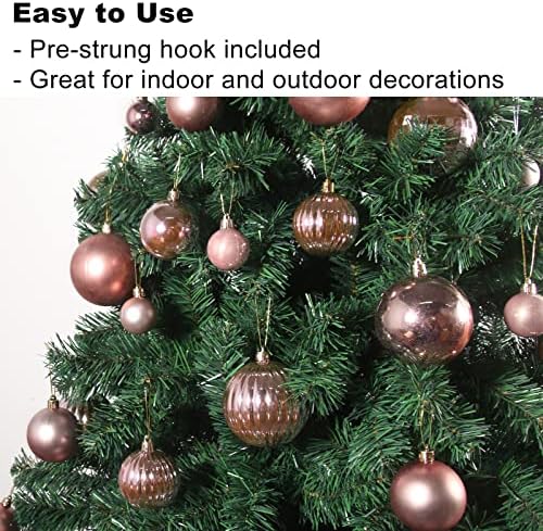 Rose Pink 2.5" Christmas Balls Christmas Tree Decoration Ornaments Shatterproof Hanging Balls for Birthday Halloween Holiday Wedding Decorations Set of 36pcs