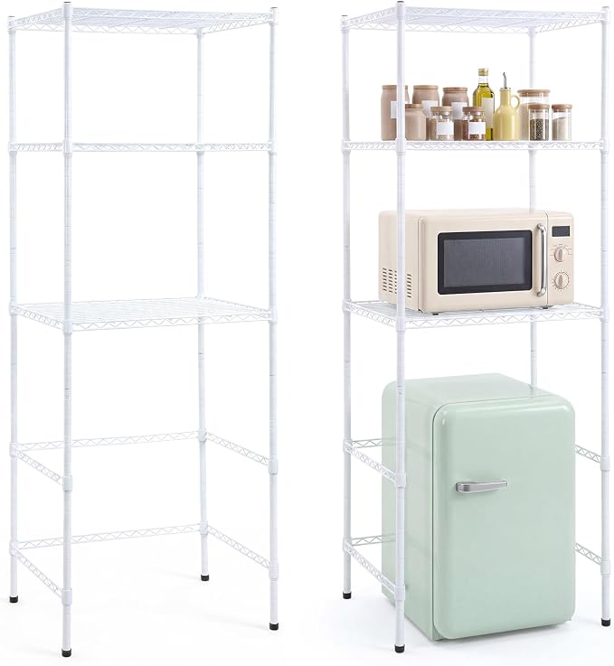 Briwooody 3-Tier Detachable Mini Fridge Stand Shelf with Storage Adjustable Refrigerator Storage Rack and Microwave Organizer Shelf for Kitchen Dorm Apartment Living Room Office Coffee Bar