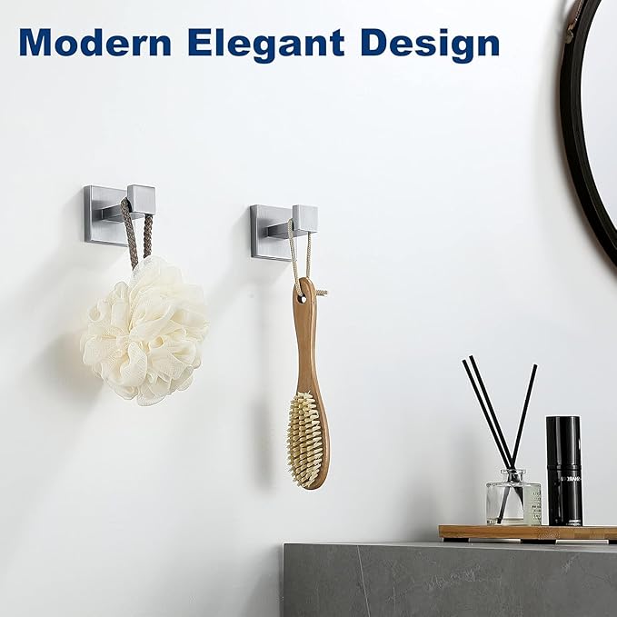Towel Hooks for Bathrooms, Brushed Nickel Towel Hook for Kitchen Bathroom, SUS304 Stainless Steel Coat Hook, Heavy Duty Towels Holder Hooks for Hanging Towels,Coats,sponges,Clothes,Wall Mount, 1 Pack