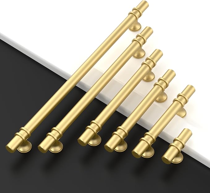 Asidrama 10 Pack 12.6 Inch(320mm) Brushed Gold Kitchen Cabinet Handles, Cabinet Pulls Kitchen Cabinet Hardware Cupboard Handles Drawer Pulls