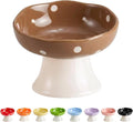 Brown Mushroom Cat Bowl, Elevated Ceramic Bowl for Cats | Cute, Elevated, Ceramic, Whisker Friendly, Dishwasher Safe