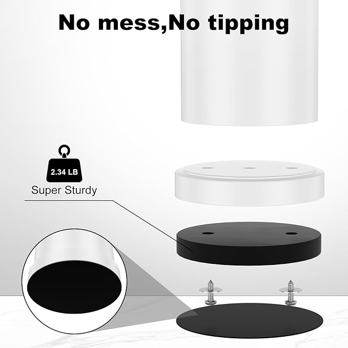 White Toilet Brush and Holder Set，Stainless Steel Heavy Duty Toilet Bowl Brush，Extra Long Handled Modern Toilet Cleaner Brush with Replaceable Head, Removable Inner Bowl, and Splash Protection