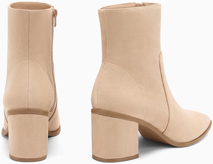 Coutgo Womens Ankle Boots Chunky Low Heel Closed Pointed Toe Zip Booties | 2.4-inch Block Heel,Side Zipper,Dressy Casual,Work Office,Fall Winter,Dress Shoes