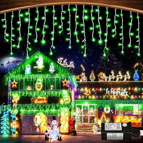 66ft 640 LED Green Christmas Lights Outdoor Indoor, Dripping Icicle Lights for Outside with 75 Drops 8 Modes Connectable Plug in Waterproof Timer for Holiday Wedding Party Indoor Decorations