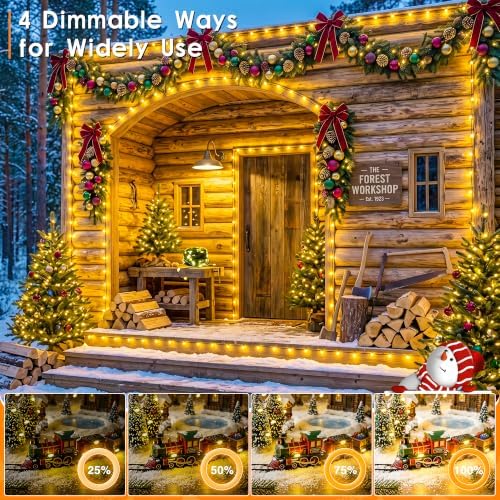1200 LED Christmas Lights 394 FT Warm White Outdoor Remote Plug