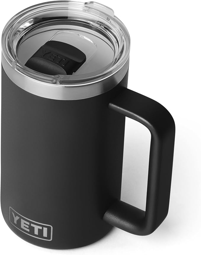 YETI Rambler 24 oz Ceramic Lined Stackable Mug 2.0, Vacuum Insulated, Stainless Steel with MagSlider Lid, Black