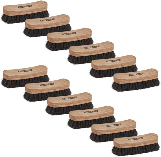 Superio Shoe Brush - Premium 7" Soft Bristles - Ideal for Cleaning and Polishing Shoes and Boots - Creates an Inimitable Shine on Leather - Sturdy and Durable,12 Pack