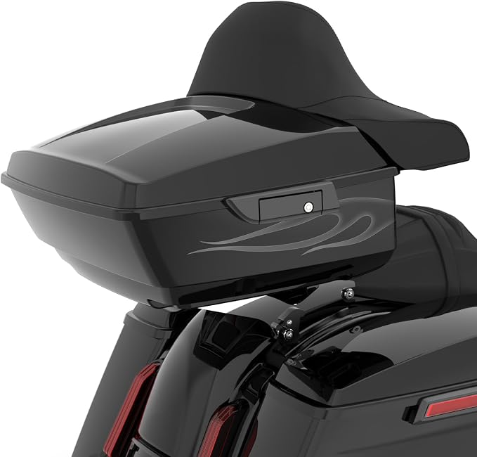 Advanblack 2025 RG Tour Trunk Pack Midnight Firestorm King Tour Trunk Pack Luggage +Wrap-Around Backrest Pad for '97-'25 Harley Touring Road King Street Glide Electra Glide CVO models