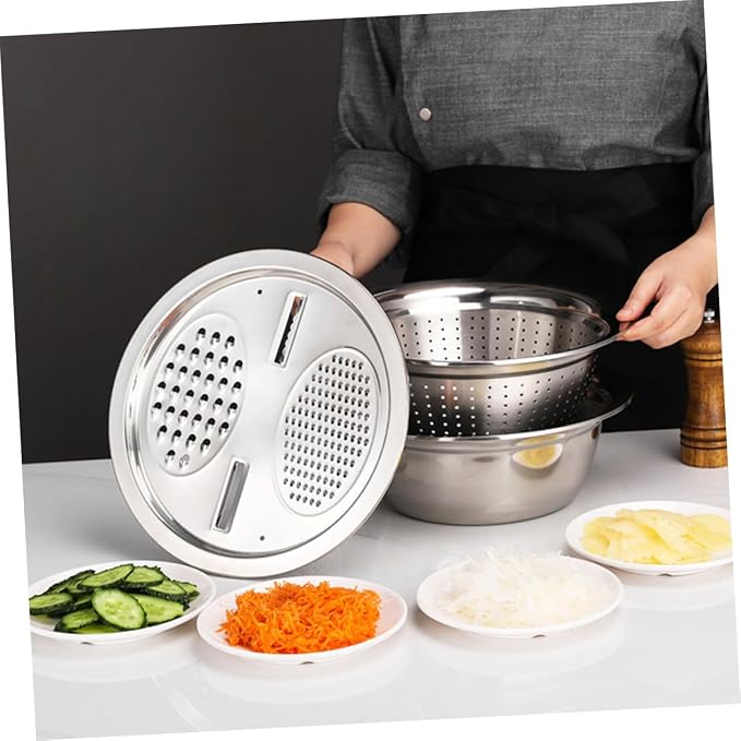 SECFOU Ergonomic Vegetable Slicer Peeler Grater Basin for Kitchen Food Strainer