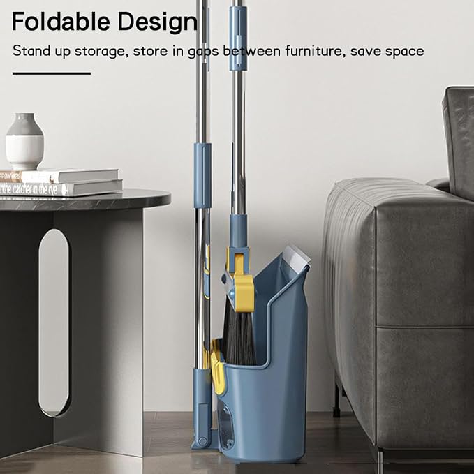VINGAA Broom and Dustpan Set,Standing Broom and Dustpan Set,Broom and Dust Pan Set with Long Handle,180° Rotating Broom Dustpan Set,Broom and Dustpan Set for Home,for Indoor and Outdoor Use, White