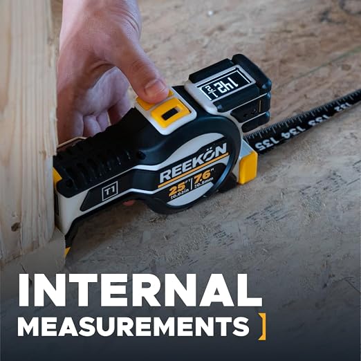 REEKON T1 Tomahawk Digital Tape Measure 25 Ft – Professional Measuring Tool with Green Laser, E-Paper Display, 1,000+ Measurement Memory, Bluetooth Connectivity, 15 Hour Battery Life