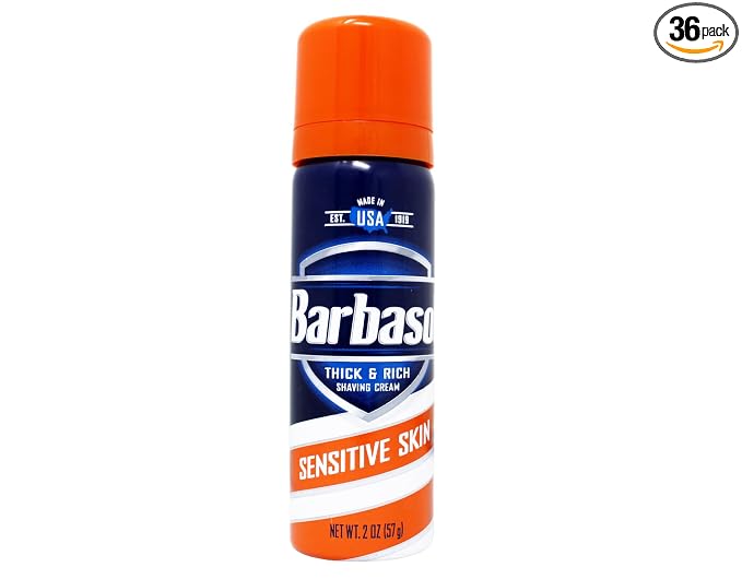 Barbasol Shave Cream Sensitive Skin Travel size 2 oz (Pack of 36)