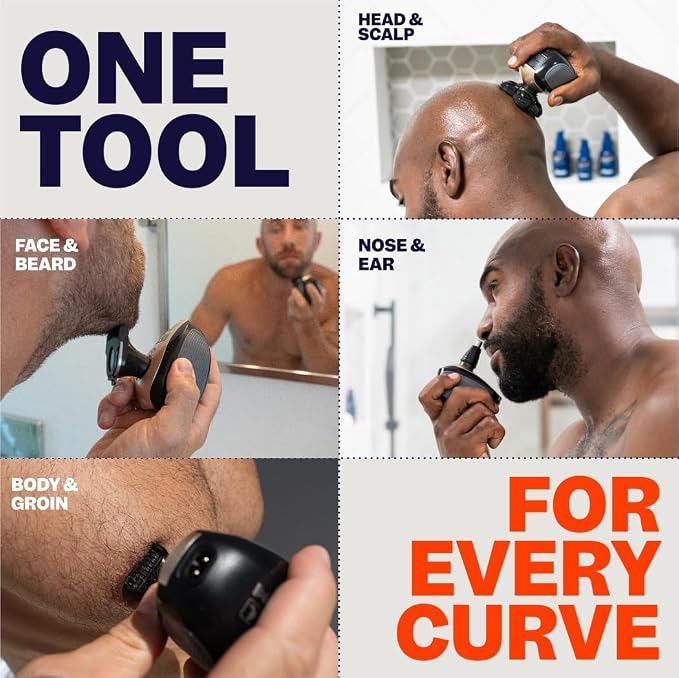 Freebird Electric Head & Body Hair Shaver - Mens Cordless Waterproof Razor with Rotary Blades (FlexSeries, Shaver Kit + Travel Case)
