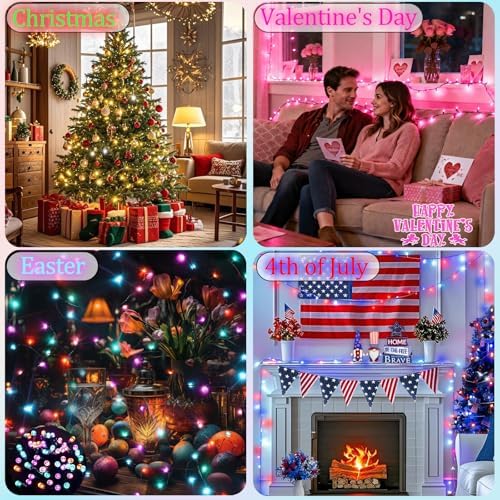 Pooqla 200 LED Color Changing Christmas String Lights with Remote, 66 ft