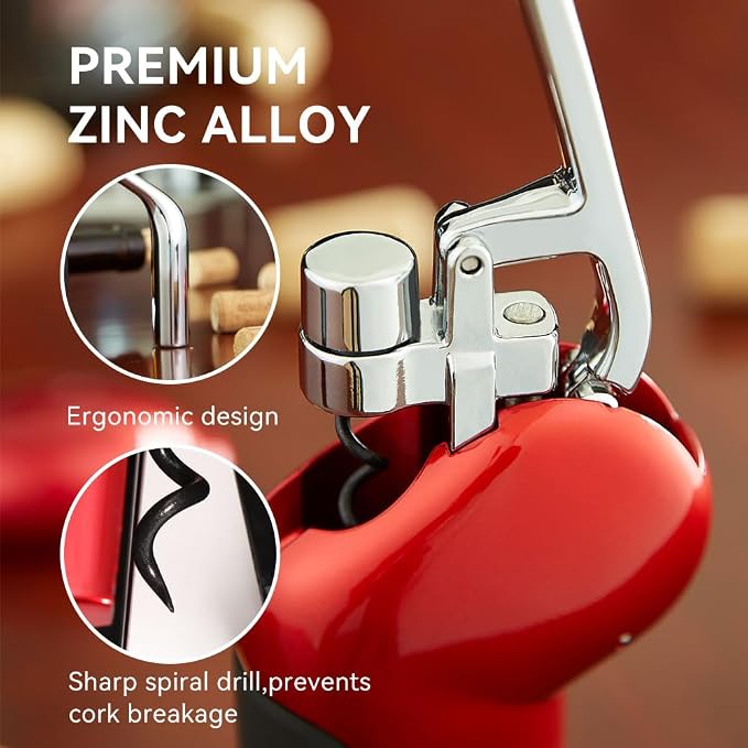 Rabbit Wine Opener, Corkscrew Wine Bottle Opener with Foil Cutter | Corkscrew Wine Opener With Lever Design And Foil Cutter, Quickly Removes Natural And Synthetic Corks With Minimal Effort