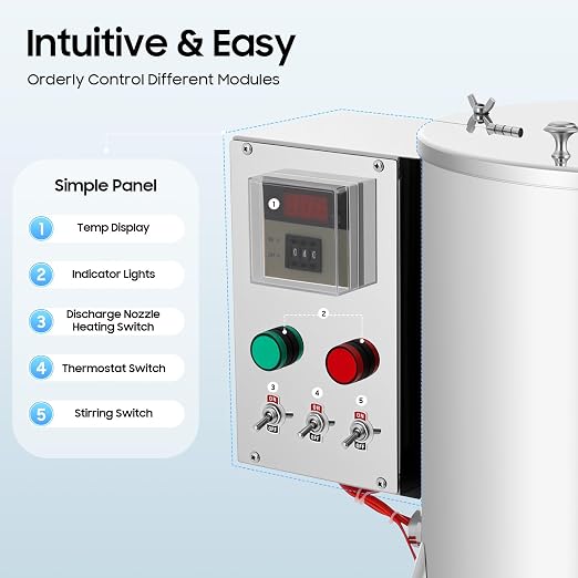 Heating Mixing Filling Machine,30L Paste Liquid Filling Machine Stainless Steel Stirring Tank Cream Liquid Filler Machine Paste Filler Lipstick Candle Heat Filler for Lipstick Shoe Polish Wax (15L)