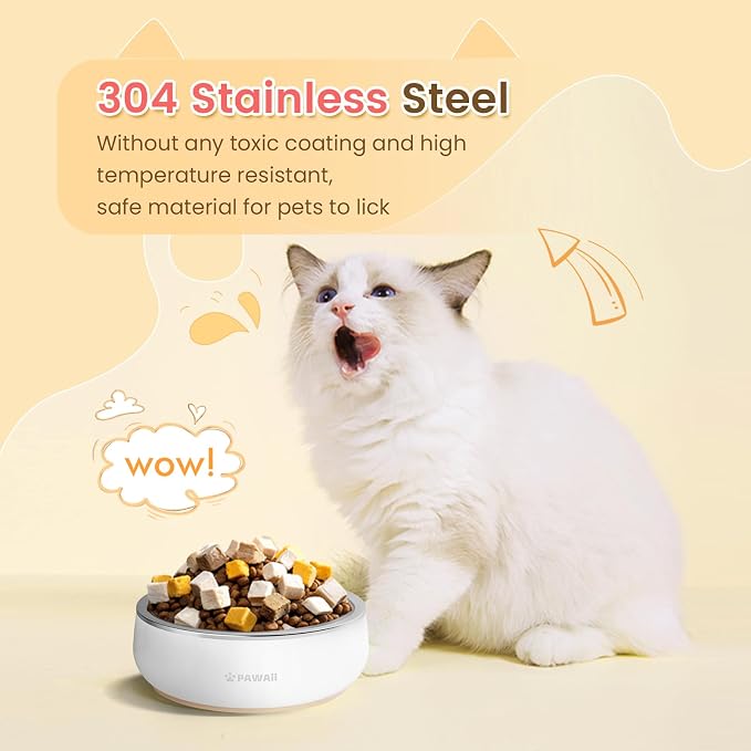 Pawaii Small Dog Bowl, 12 oz Stainless Steel Food and Water Bowl, 1 Pack | Double-Wall Design,Smooth Open Bowl Design,Easy-Rinse Interior,Wide Bowl Opening,For Cats and Small Pets