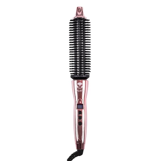 CALISTA Perfecter Pro Heated Round Brush, Lift, Volumize, and Style with No Heat Damage for Healthier Looking Hair, 1" For Waves & Shoulder Length Hair, Dual Voltage & Adjustable Temp, Rose Gold