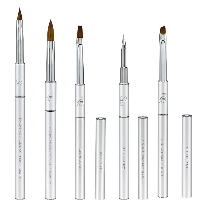 Tones Twin Head Nail Art Gel Brush - Brush for Gel Nails - Ultra Precise Nail Sculpting and 3D Nail Art Brush for Gel (#4 Flat & Spatula)