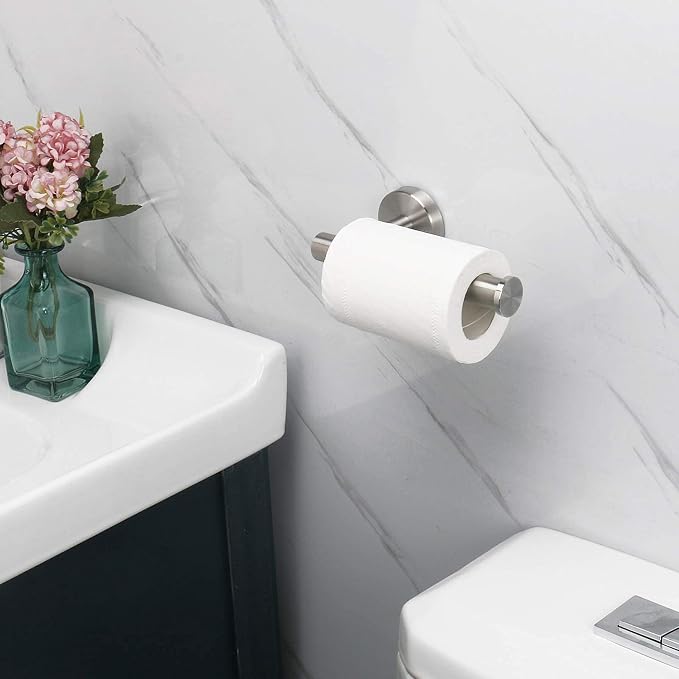 NearMoon Bathroom Toilet Paper Holder, Premium SUS304 Stainless Steel Rustproof Wall Mounted Toilet Roll Holder for Bathroom, Kitchen (3 Pack, Brushed Nickel)