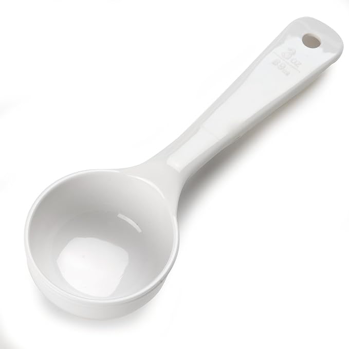 Carlisle FoodService Products Measure Miser Solid Measuring Spoon with Short Handle, 3 Ounces, White, 1 Count (Pack of 1)