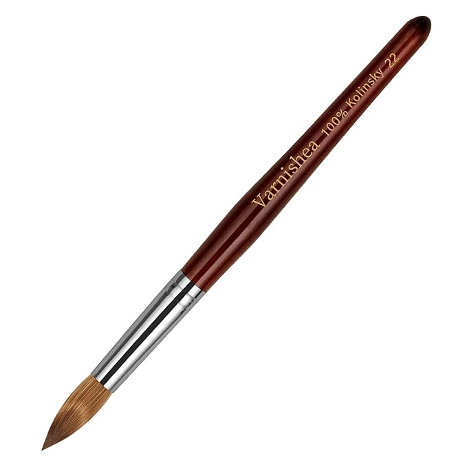 100% Pure Kolinsky Acrylic Nail Brush Solid Wood Handle Professional Manicure Brushes for Powder Nail Acrylic Application - Salon & DIY Nail Art Essentials - Size 22, 1.0 Count