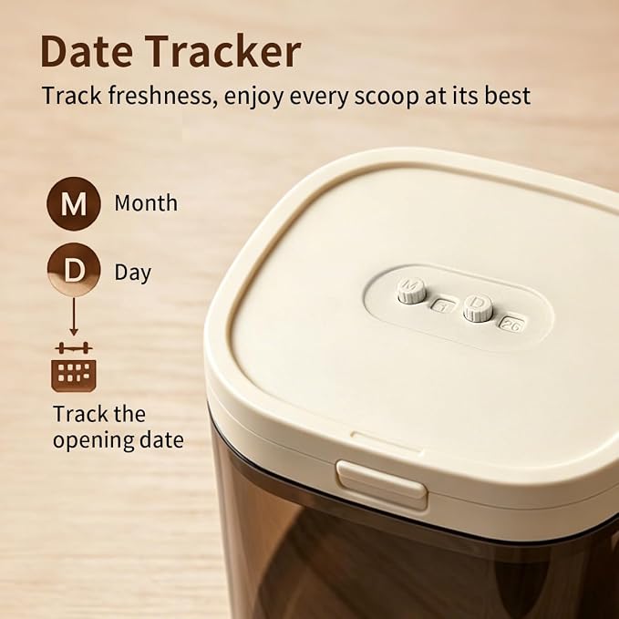 Airtight Food Storage Container with Magnetic Scoop & Built-in Leveler, 1200ML Coffee Storage Container with Date Tracker, BPA Free UV Blocking Food Container for Coffee Beans, Ground Coffee, Tea