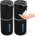 2 Pack Automatic Foaming Soap Dispenser,Touchless Foam Soap Dispenser,12.8oz Rechargeable Wall Mounted Smart for Bathroom and Kitchen Dish Soap,Easy for Toddlers(Black)