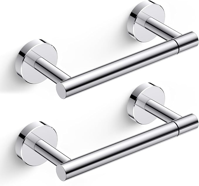 FORIOUS Toilet Paper Holder Wall Mount, Stainless Steel Rustproof Double Post Pivoting Tissue Roll Holder for Bathroom, Commercial Toilet Paper Dispenser (2 Pack, Chrome)