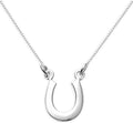 Sterling Silver Horseshoe Necklace for Women, Good Luck Equestrian Pendant | Polished horseshoe worn open side up to hold good fortune, suited to riders, equestrians, graduates, and new beginnings