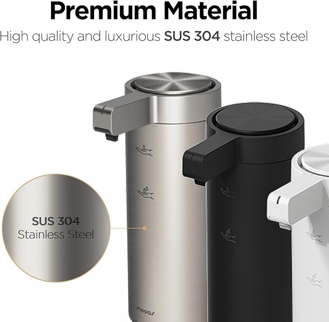 Automatic Liquid Soap Dispenser Stainless Steel Touchless Hand Soap Dispenser with Waterproof IPX5 Motion Sensor Dish Soap Dispenser for Kitchen Bathroom (Rechargeable (Black))
