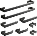 Fapully 8 Piece Bathroom Hardware Accessories Set Stainless Steel Matte Black Wall Mounted