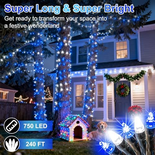 750 LED 240FT Christmas String Lights Outdoor, 12 Pro Modes with Timer