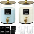 Glass Laundry Detergent Dispenser,1 Gallon Large Liquid Soap 2 Pack(Gold) | Complete borosilicate jars set with leakproof spigots, protective silicone mats, minimalist labels, and dosing cups