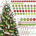 88 Pcs Christmas Tree Ball Ornaments Set, Red Green White