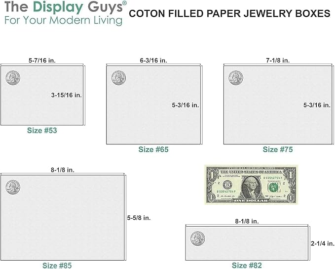 TheDisplayGuys - 100-Pack #53 Cotton Filled Cardboard Paper Jewelry Boxes Gift Case - Matte White (5.4" x 3.9" x 1.0") - for Shipping or Storage