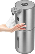 OHIFAST Automatic Foaming Soap Dispenser Touchless, USB Rechargeable Smart Hand Soap Dispenser, 6-Level Adjustable, 12.8oz/380mL Wall Mounted for Bathroom Kitchen Dish Soap-Silver