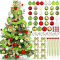 Leitee 109 Pcs Whimsical Christmas Tree Decorations Lime Green Red Ornament