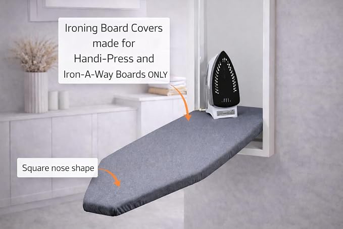 TIVIT Ironing Board Cover for Handi-Press Iron-A-Way Wall Mounted Ironing Boards 42 - 46" Long Adjustable Straps, Alumitek, Scorch Resistant, Thick Padding - Made in Italy - Oeko-TEX Certified