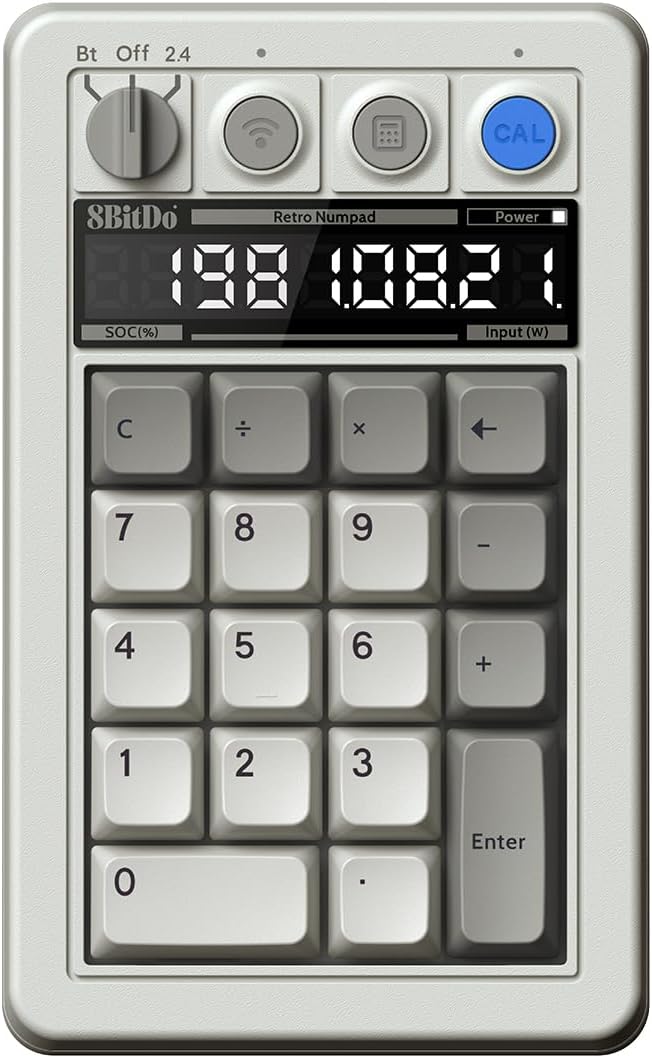 8BitDo Retro 18 Mechanical Numpad, Supports Calculator Mode, Bluetooth/2.4G/Wired Numpad for Windows and Android - M Edition